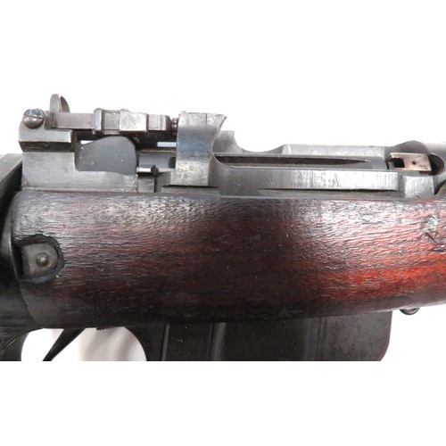 446 - Deactivated Enfield No 4 Rifle
.303, 25 inch barrel.  Front sight with protective ears.  Blackened b... 