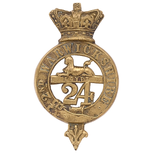 108 - Badge. 24th (2nd Warwickshire) Regiment of Foot Victorian glengarry badge circa 1871-81.  Good scarc... 