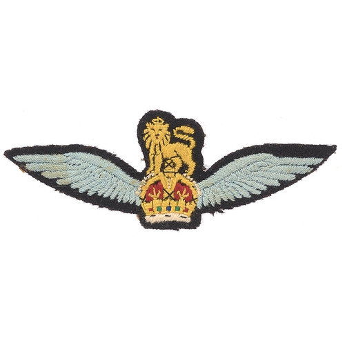 466 - Badge. 1st Glider Pilot cloth WW2 Wings / Army Flying Badge.  Good large yellow and red Royal Crest ... 