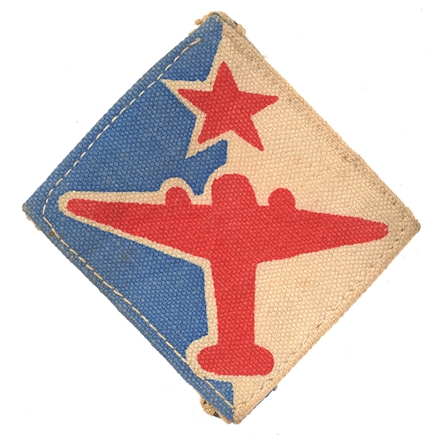 472 - Badge. Indian Air Formation Signals WW2 formation sign.  Good scarce red star and aeroplane printed ... 