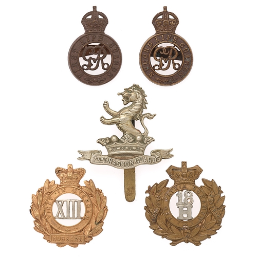 496 - Badge. 5 Cavalry cap badges.  First Life Guards OSD on blades ... Second Life Guards OSD on blades .... 