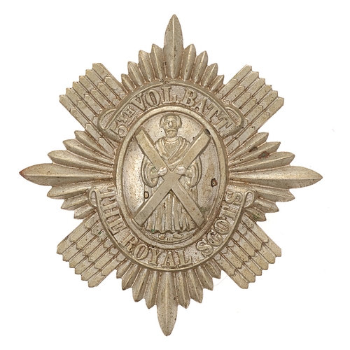 96 - Badge. Scottish. 5th (Leith) VB Royal Scots glengarry badge circa 1888-1908.  Good die-stamped white... 