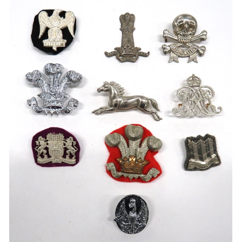 130 - 10 x Cavalry/Yeomanry Arm Badges
consisting silvered Greys ... White metal 5th DG ... White metal KC... 