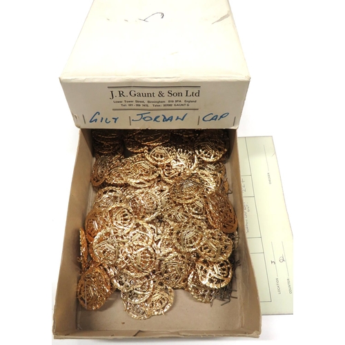 133 - Original Maker's Box Of Jordan Forces Cap Badges
gilt Jordan cap badge on brooch fitting.  Cont... 