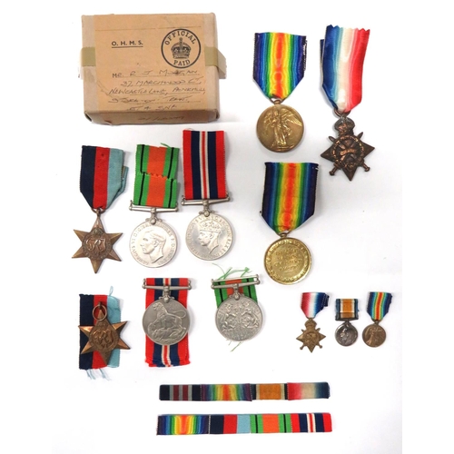 153 - Small Selection Of WW1 And WW2 Medals
consisting 2 x WW1 Victory medals named 