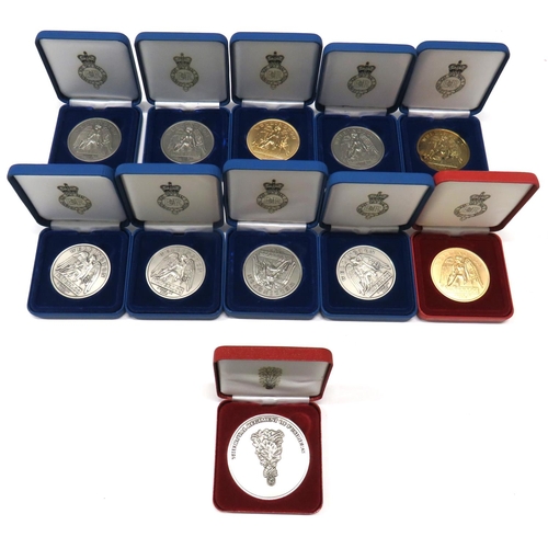 154 - 11 x Modern Commemorative Medallions
consisting 3 x gilt Blues & Royals Windsor 2015 medallions ... 