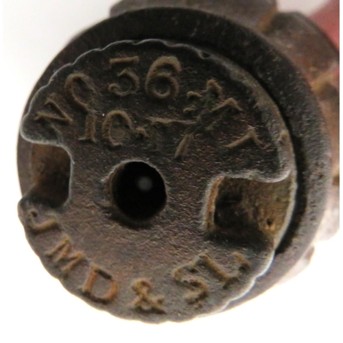 155 - Inert No 36 Mills Grenade
cast iron, fragmentation body marked 