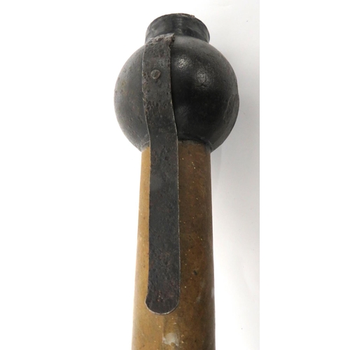 167 - WW1 Inert Austrian/German Stick Ball Grenade
cast iron, ball body.  Central filling hole.  ... 