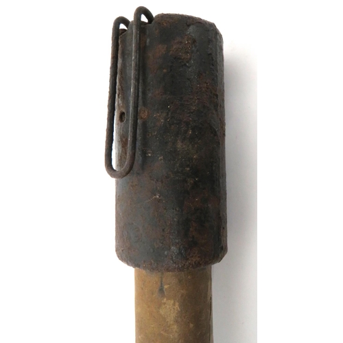 169 - WW1 Inert Austrian Stick Canister Grenade
cast iron, canister top with maker's stamp.  Steel wi... 