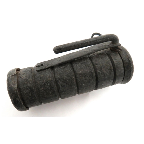 174 - Austrian WW1 Inert Canister Hand Grenade
cast iron, ribbed canister body.  Top with spring load... 