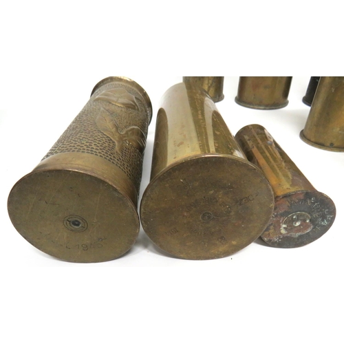 183 - Eleven Various Brass Shell Cases
including 1942 dated, 25 pr. ... Similar, 1944 dated ... 1914 dated... 