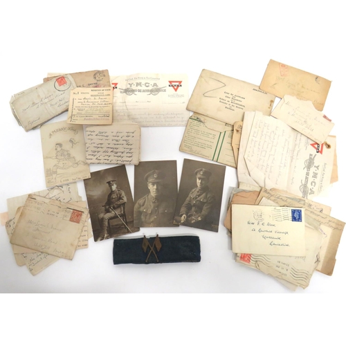 Quantity Of WW1 Letters From A Signaller In Middlesex Reg
all from Pte Isaac Middlesex.  Including light blue armband with brass Signallers badge ... 3 postcards of him ... Quantity of WW1 letters.  Quantity.  
