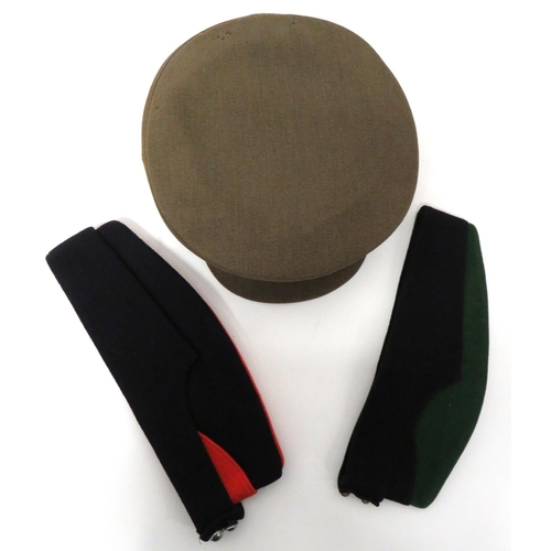 204 - Two Field Service Caps And Service Dress Cap
consisting green crown and body, dark blue curtain exam... 