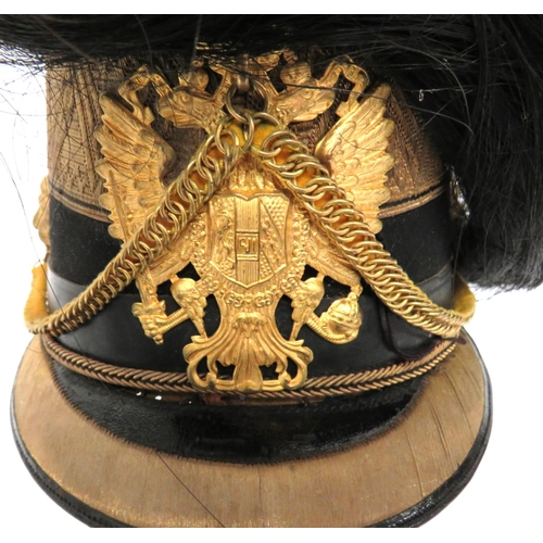 211 - Early 20th Century Austrian Artillery Shako
black felt body with black patent leather crown and lowe... 