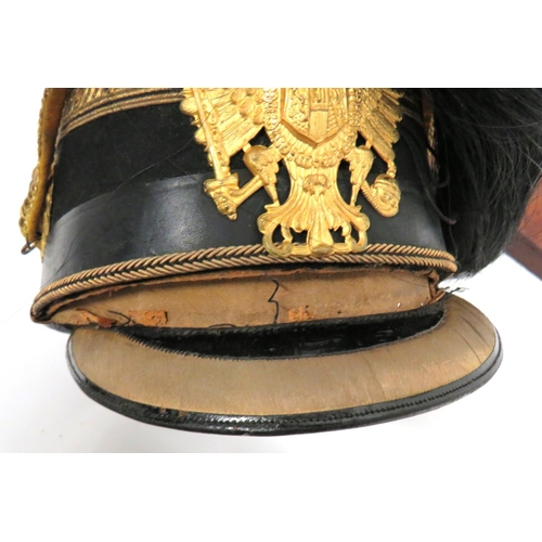 211 - Early 20th Century Austrian Artillery Shako
black felt body with black patent leather crown and lowe... 