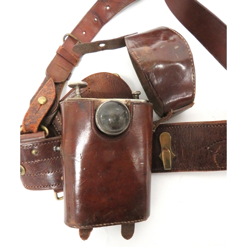 227 - WW1 Period Officer's Double Brace Sam Browne Holster & Torch Set
consisting brown leather Sam Br... 