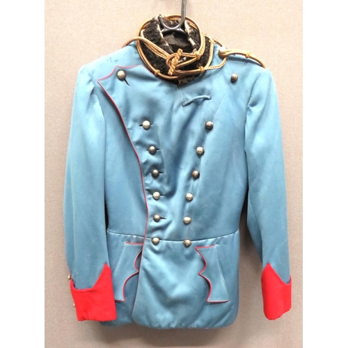 285 - Austrian Ulan's Officer's Tunic
light blue, wrap over, plastron front tunic with high black Astrakha... 