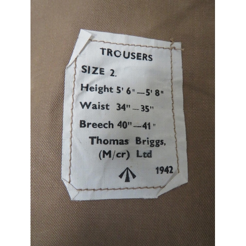 289 - WW2 Dated Khaki Tan Windproof Over Trousers 
light khaki cotton, wide leg, windproof over trous... 