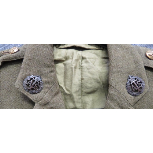 291 - WW2 Utility Pattern ATS Service Dress Tunic
khaki, single breasted, open collar tunic.  Patch c... 