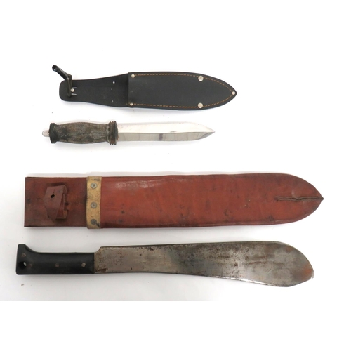 502 - WW2 Issue Machete
15 inch, single edged blade widening towards the point.  Blade with maker 