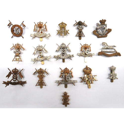 66 - 16 x Cavalry Cap Badges
including bi-metal Vic crown, 8th Kings Royal Irish Hussars ... Bi-metal 5th... 