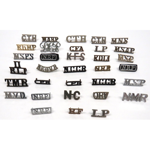 76 - 33 x Various Shoulder Titles
white metal include CTH ... MSAP ... MARP ... MNS ... MSP ... DEOUR ...... 