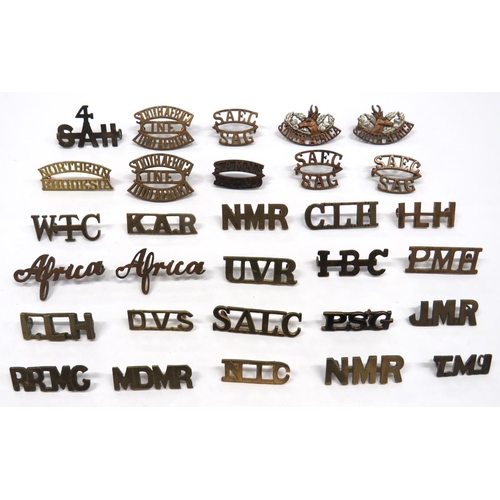 77 - 30 x Commonwealth Brass Shoulder Titles
including KAR ... NMR ... CLH ... SALC ... NIC ... WTC ... I... 