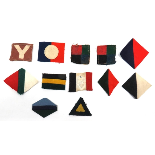 86 - 12 x Various Cloth Formation/Pagri Badges
including felt, blue and red diamond RA ... Felt, red and ... 