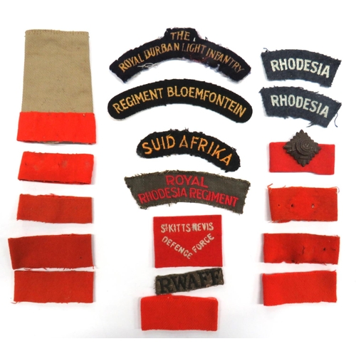 87 - 18 x Various Shoulder Titles And Tabs
including embroidery Rhodesia (RAF) ... Embroidery RWAFF ... E... 