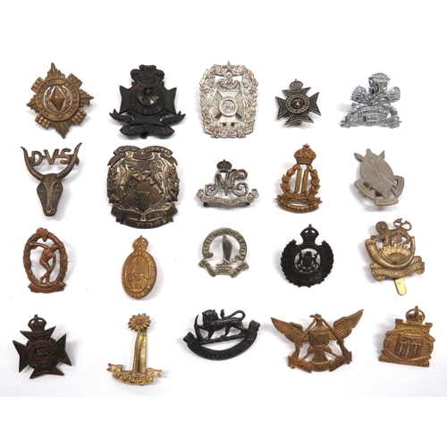 88 - 20 x African Cap Badges
including brass Malawi Rifles ... Brass Transvaal USV ... Brass Regiment De ... 