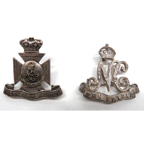 91 - Two Silvered Cap Badges
consisting silver hallmarked by 