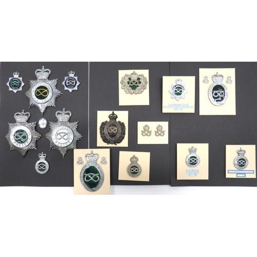 96 - 21 x Various Staffordshire Police Helmet Plates & Badges
including blackened and white metal KC ... 