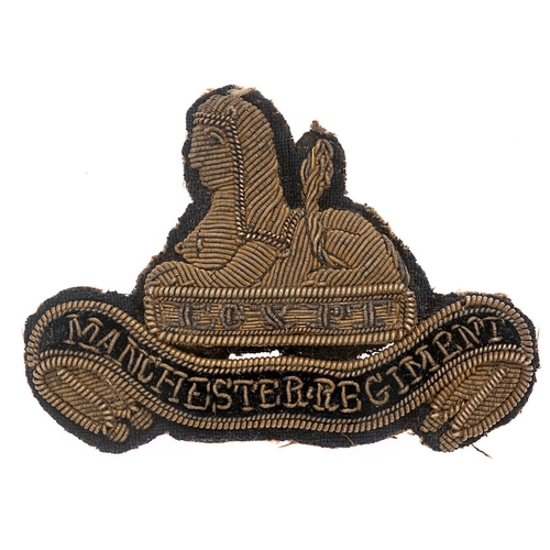 121 - Manchester Regiment Victorian Officer's post 1881 forage cap badge.  Fine scarce heavily embroidered... 