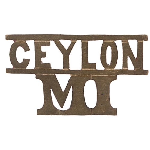 Ceylon Mounted Infantry Boer War sheet  brass slouch hat badge.  Good scarce CEYLON over MI    Wire loops.  VGC