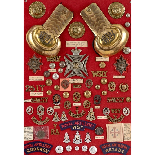 290 - West Somerset Yeomanry approx. 69 badges etc.  Board with good display of metal and cloth badges, co... 