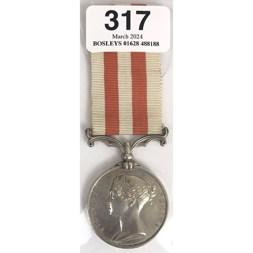 317 - 3rd Madras European Regiment Indian Mutiny Medal.  Awarded to 