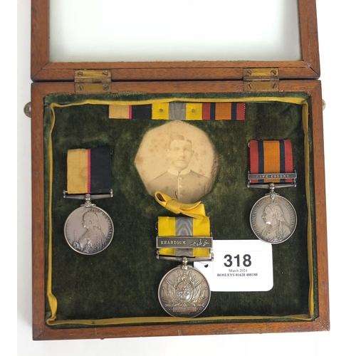 318 - Victorian Lincolnshire Regiment Sudan, Boer War  Group of Three Medals.  Awarded to 3126 Private Ste... 