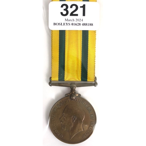 321 - Norfolk Regiment WW1 Territorial War Medal.  Awarded to 