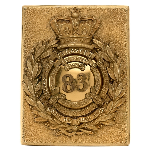 33 - Badge. Irish. 83rd (County of Dublin) Regiment of Foot Officer’s shoulder belt plate circa 1840.  Fi... 