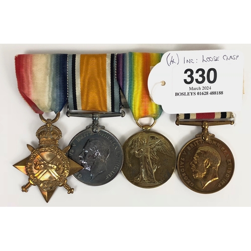 330 - WW1 King's Own Scottish Borderers Officer's Group of Four Medals  Awarded to Second Lieutenant Frede... 