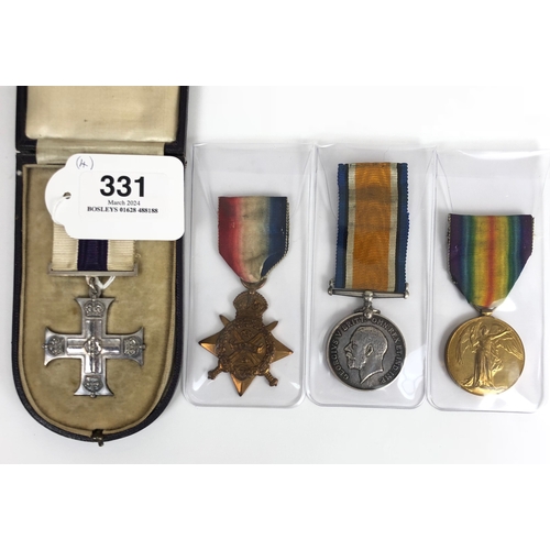 331 - WW1 Royal Garrision Artillery Military Cross 1914 Mons Star Officer's Group of Medals.  Awarded to L... 