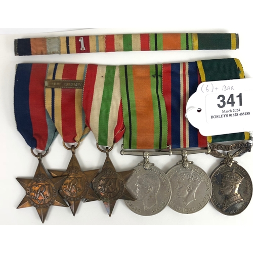 341 - WW2 Northamptonshire Regiment Territorial Group of 6 Medals  Awarded to 