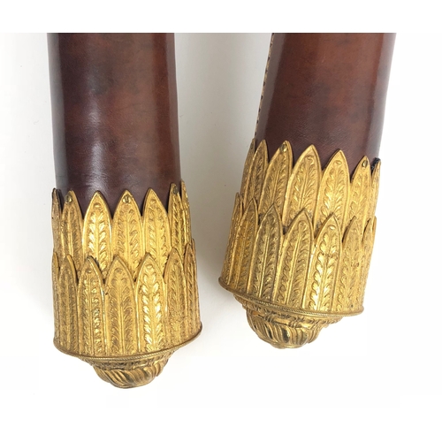 348 - Field Marshal's Leather & Gilt Saddle Holsters by Merry.  A fine and rare pair of brown leather sadd... 