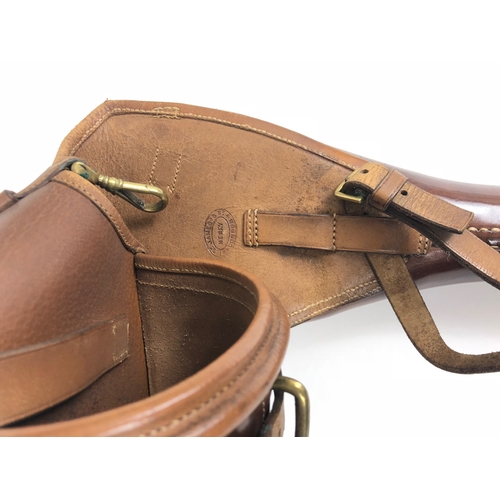 348 - Field Marshal's Leather & Gilt Saddle Holsters by Merry.  A fine and rare pair of brown leather sadd... 