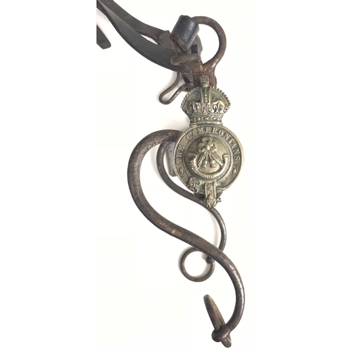 349 - Cameronians (Scottish Rifles) Mounted Officer's Bridle Horse Bit.  A good example of a steel bit ret... 