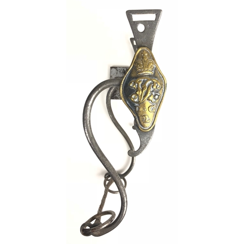 352 - 2nd Dragoon Guards Victorian Mounted Officer's Bridle Horse Bit.  A scarce example of a steel bit re... 