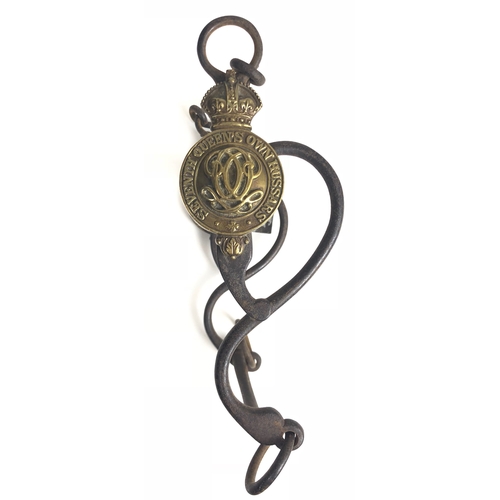 353 - 7th Queen's Own Hussars Mounted Officer's Bridle Horse Bit.  A good post 1901 example of a steel bit... 