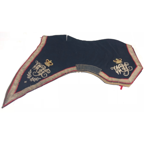 362 - Westmoreland & Cumberland Yeomanry Cavalry Victorian Officer's shabraque or horse saddle cloth.  A f... 