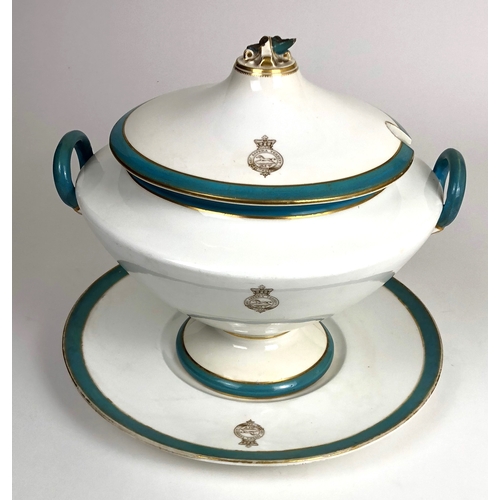 380 - 14th (Bucks.) Foot 2nd Battalion Officer’s mess china Tureen.  A rare late 19th Century three piece ... 