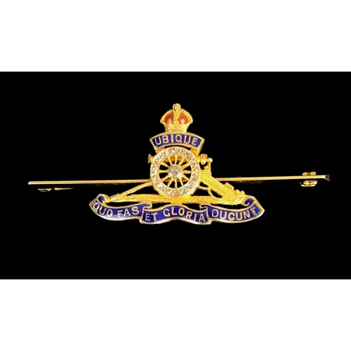 392 - Similar Royal Artillery 14ct Gold Regimental Sweetheart Brooch.  This Royal Artillery bar brooch, is... 